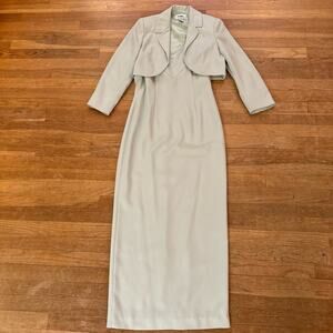 @nite mint green sleeveless formal maxi dress/matching shrug bolero jacket 4P